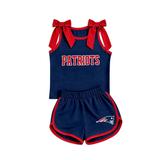 MOQ 5 pcs Custom Style School Team Mascot Bows Girls Shorts Set