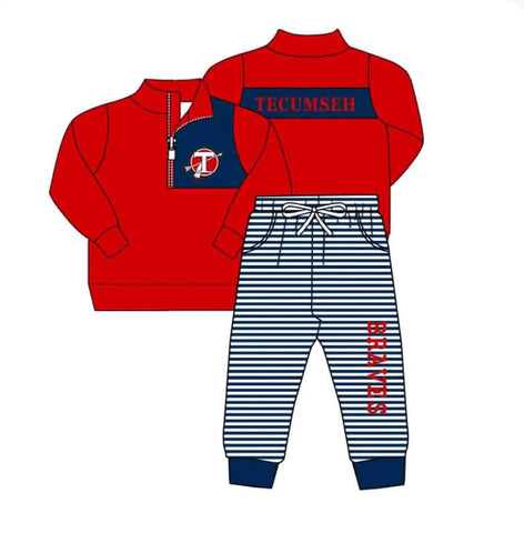 MOQ 8 pcs Custom Style TECUMSEH Teams Pullover Kids Set