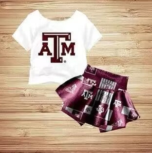 MOQ 8 pcs Custom Style ATM Football Team Girl Skirt Set