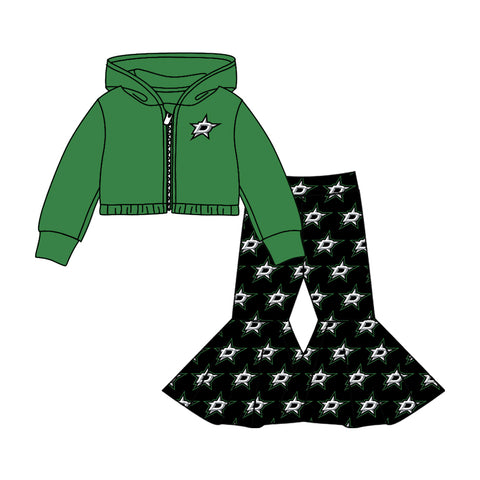 MOQ 8 pcs Custom Style Blue Zipper 2 pcs Girl's Coat set