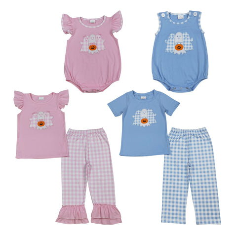 Embroidery Halloween Ghost Pumpkin Kids Sibling Matching Clothes