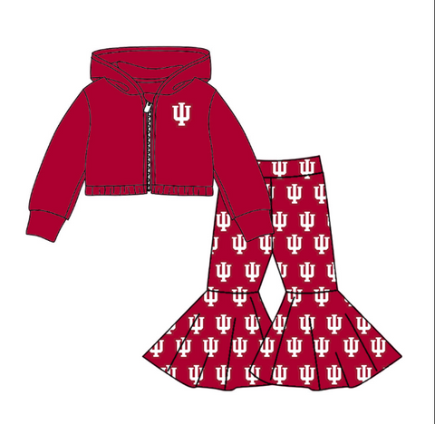MOQ 8 pcs Custom style Indiana 2 pcs Girl's Coat set