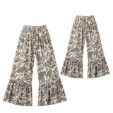 Preorder MOQ 5 pcs Each Hunting Camo Yoga Mommy And Me Ruffles Wide Leg Pants
