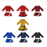Preorder MOQ 5 pcs Each Style Solid Color Scallop Edge Yoga Girls Skorts Set
