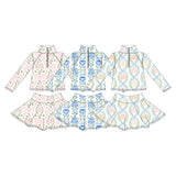 Preorder MOQ 5 pcs Each Style Fall Pumpkin Bows Yoga Pullover Girls Skorts Set