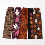 Preorder MOQ 5 pcs Each Style Halloween Pumpkin Leopard Adult Women Wide Leg Pants