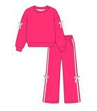 MOQ 5 pcs each Custom Style Solid Color Bows Girls Set