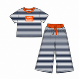MOQ 5 pcs Custom Style Team Stripe WAR EAGLE Girls Set