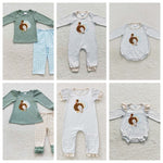 Thanksgiving Day Embroidery Turkey Kids Sibling Matching Clothes