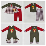 Thanksgiving Day Embroidery Turkey Kids Sibiling Matching Clothes