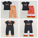 Halloween Embroidery Candy Corn Kids Sibiling Matching Clothes