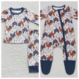 Farm Rooster Blue Kids Sibiling Matching Clothes