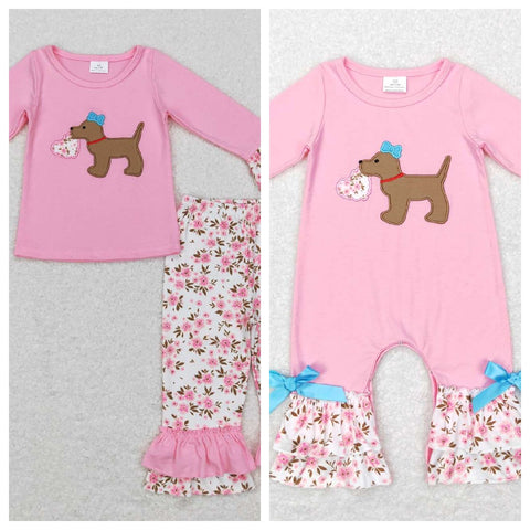 GLP0937/LR0789 Embroidery Dog Love Kids Sibiling Matching Clothes
