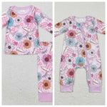 GLP0977/LR0801 Flower Boots Pink Kids Sibiling Matching Clothes