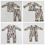 Winter Forest Elk Deer Dark Green Kids Sibling Matching Clothes
