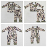 Winter Forest Elk Deer Dark Green Kids Sibling Matching Clothes