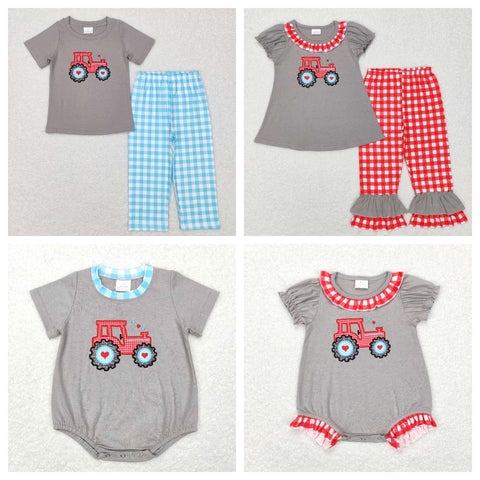 BSPO0193/GSPO0972/SR0488/SR0489 Embroidery Truck Kids Sibling Matching Clothes