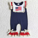 C3-4 National Day Flag Cute Girl's Romper