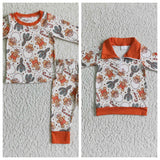 Christmas Orange Santa Cactus Boy's Matching Clothes