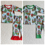 Christmas Dog Trees Pajamas Boy's Girl's Matching Clothes