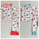 Farm Cow House Pajamas Boy's Girl's Matching Clothes