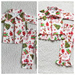 6 C8-38/6 B4-39 Christmas Elf Shelf Gift Trees Deer Pajamas Boy's Girl's Matching Clothes