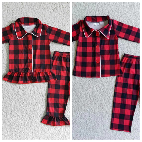 Christmas Red Plaid Pajamas Boy's Girl's Matching Clothes