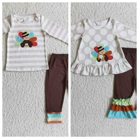 Embroidery Turkey Brown Boy's Girl's Matching Clothes