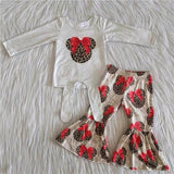 6 A22-2 Cartoon red leopard print mouse Girl's set