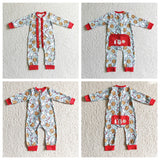 Christmas Santa Cookie Milk Zipper Romper Girl's Matching Clothes