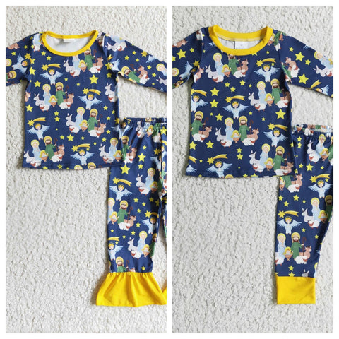 New Jesus Yellow Pajamas Boy's Girl's Matching Clothes