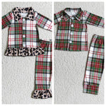 Christmas Leopard Plaid Pajamas Boy's Girl's Matching Clothes