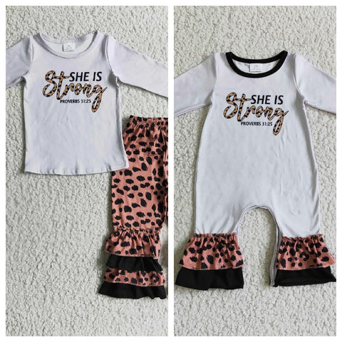 She is strong Leopard Girl's Matching Clothes