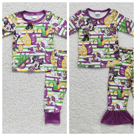 Mardi Gras Purple Pajamas Boy's Girl's Matching Clothes