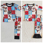 Western Cow Plaid Pajamas Boy's Girl's Matching Clothes