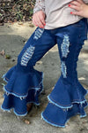 C12-9 Fashion Ripped Jeans Denim Flared Pants