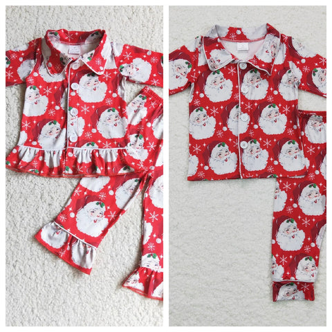 Christmas Santa Red Boy's Girl's Matching Clothes Pajamas