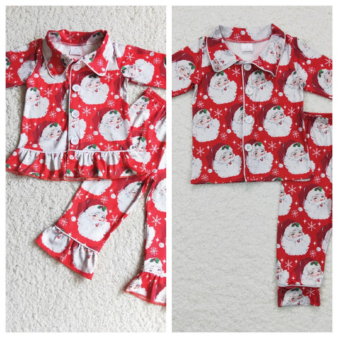 6 C7-24/6 C8-40 Christmas Santa Red Boy's Girl's Matching Clothes Pajamas