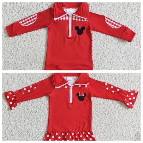 Cartoon Red Mouse Pullover Boy's Girl's Matching Clothes