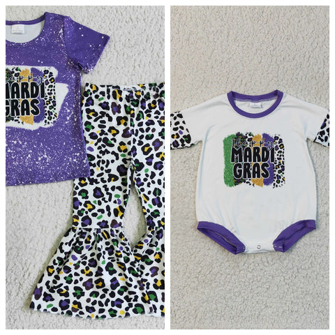 Mardi Gras Purple Leopard Girl's Matching Clothes