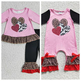 Valentine's Day LOVE Leopard Girl's Matching Clothes
