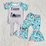 SALE C3-15 Farm cow short sleeve shirt farm patterns pants