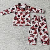 SALE 6 C6-16 Boutique Unisex Pajamas Red Bow Print Girl's Pajamas
