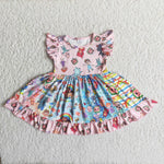 SALE C15-39 Boutique Cartoons Pink Twirl Girl's Dress