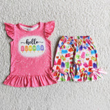 Hello Summer Letters+Ice-cream patterns short pants