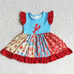 SALE D12-27 Boutique Red Lobster Crawfish Twirl Girl's Dress