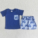 SALE C12-4 Blue shirt with a pocket shorts with trucks