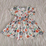 SALE A3-24 Baby Girl's Pumpkin Cat Dress