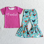 Farm Girl Pink Rooster Set