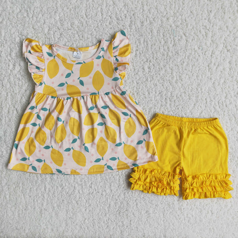 SALE C15-37 Lemon Yellow Girl Shorts Set